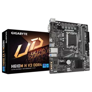 Материнская плата GIGABYTE H610M H V3 DDR4, Socket1700, Intel H610, 2xDDR4, PCI-Ex16, 4SATA3, 7.1-ch, GLAN, 4 USB 3.2, VGA, HDMI, mATX, Retail