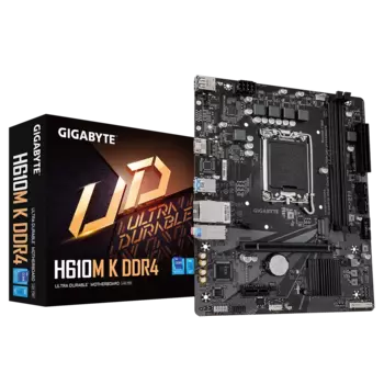 Материнская плата GIGABYTE H610M K DDR4 2.0, Socket1700, Intel H610, 2xDDR4, PCI-Ex16, 2SATA3, 7.1-ch, GLAN, 4 USB 3.2, HDMI, mATX, Retail