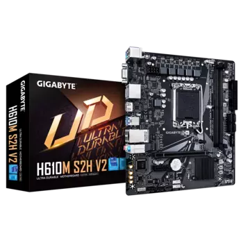 Материнская плата GIGABYTE H610M S2H V2, Socket1700, Intel H610, 2xDDR5 DIMM, PCI-Ex16, 4SATA3, 7.1-ch, GLAN, 6 USB 3.2, VGA, HDMI, DP, mATX, Retail