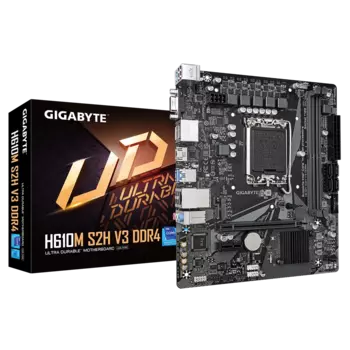 Материнская плата GIGABYTE H610M S2H V3 DDR4, Socket1700, Intel H610, 2xDDR4, PCI-Ex16, 4SATA3, 7.1-ch, GLAN, 4 USB 3.2, VGA, HDMI, DP, mATX, Retail