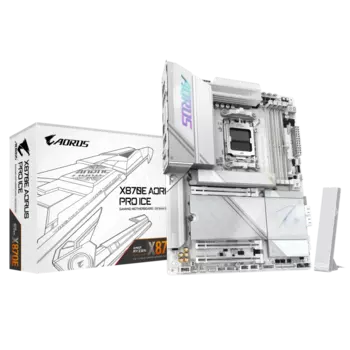Материнская плата GIGABYTE X870E AORUS PRO ICE, AM5, AMD X870, 4xDDR5 DIMM, 3PCI-Ex16, 4SATA3, 7.1-ch, 2.5GLAN, 11 USB 3.2, 3 USB Type-C, HDMI, Type-C DP, ATX, Retail