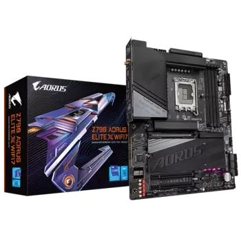 Материнская плата GIGABYTE Z790 AORUS ELITE X WIFI7, Socket1700, Intel Z790, 4xDDR5 DIMM, 3PCI-Ex16, 6SATA3, 7.1-ch, 2.5GLAN, 7 USB 3.2, 2 USB Type-C, HDMI, DP, ATX, Retail