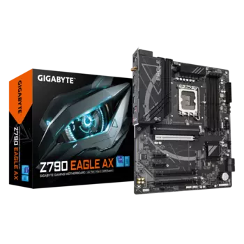 Материнская плата GIGABYTE Z790 EAGLE AX, Socket1700, Intel Z790, 4xDDR5 DIMM, 3PCI-Ex16, 4SATA3, 7.1-ch, 2.5GLAN, 7 USB 3.2, 2 USB Type-C, HDMI, DP, ATX, Retail