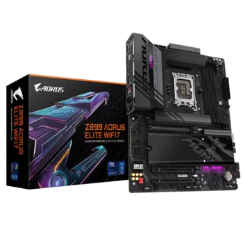 Материнская плата GIGABYTE Z890 AORUS ELITE WIFI7, LGA1851, Intel Z890, 4xDDR5 DIMM, 3PCI-Ex16, 4SATA3, 7.1-ch, 2.5GLAN, 7 USB 3.2, 2 USB Type-C, DP, ATX, Retail