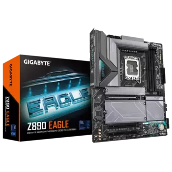 Материнская плата GIGABYTE Z890 EAGLE, LGA1851, Intel Z890, 4xDDR5 DIMM, 3PCI-Ex16, 4SATA3, 7.1-ch, 2.5GLAN, 7 USB 3.2, 2 USB Type-C, DP, Type-C DP, ATX, Retail