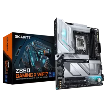 Материнская плата GIGABYTE Z890 GAMING X WIFI7, LGA1851, Intel Z890, 4xDDR5 DIMM, 3PCI-Ex16, 4SATA3, 7.1-ch, 2.5GLAN, 7 USB 3.2, 2 USB Type-C, DP, Type-C DP, ATX, Retail
