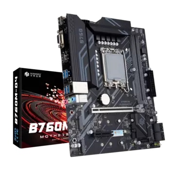 Материнская плата HUANANZHI B760M-D4-A, Socket1700, Intel B760, 2xDDR4, PCI-Ex16, 4SATA3, 5.1-ch, GLAN, 4 USB 3.2, VGA, HDMI, DP, mATX, Retail