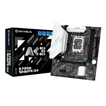 Материнская плата MaxSun B760M GAMING WIFI ACE D4, Socket1700, Intel B760, 2xDDR4, PCI-Ex16, 4SATA3, 7.1-ch, 2.5GLAN, 6 USB 3.2, VGA, HDMI, mATX, Retail