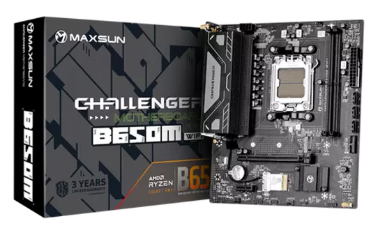 Материнская плата MaxSun Challenger B650M WIFI, AM5, AMD B650, 2xDDR5 DIMM, PCI-Ex16, 4SATA3, 5.1-ch, GLAN, 6 USB 3.2, HDMI, DP, mATX, Retail