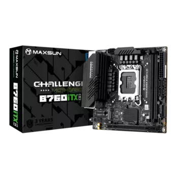 Материнская плата MaxSun Challenger B760ITX D5, Socket1700, Intel B760, 2xDDR5 DIMM, PCI-Ex16, 4SATA3, 7.1-ch, GLAN, 2.5GLAN, 4 USB 3.2, 1 USB Type-C, HDMI, DP, mini-ITX, Retail