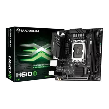 Материнская плата MaxSun Challenger H610ITX 2Lan, Socket1700, Intel H610, 2xDDR4, PCI-Ex16, 3SATA3, 5.1-ch, GLAN, 2.5GLAN, 4 USB 3.0, HDMI, DP, mini-ITX, Retail