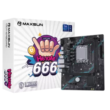 Материнская плата MaxSun MS-H610M 666 WIFI6 D5, Socket1700, Intel H610, 2xDDR5 DIMM, PCI-Ex16, 4SATA3, 5.1-ch, GLAN, 4 USB 3.2, VGA, HDMI, mATX, Retail