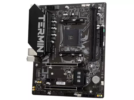Материнская плата MaxSun Terminator B550M, SocketAM4, AMD B550, 2xDDR4, PCI-Ex16, 4SATA3, 5.1-ch, GLAN, 4 USB 3.2, VGA, HDMI, mATX, Retail