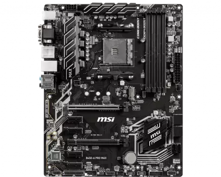 Материнская плата MSI B450-A PRO MAX, SocketAM4, AMD B450, 4xDDR4, 2PCI-Ex16, 6SATA3, 7.1-ch, GLAN, 6USB 3.2, VGA, DVI, HDMI, ATX, Retail