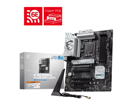 Материнская плата MSI B760 GAMING PLUS WIFI DDR4, Socket1700, Intel B760, 4xDDR4, 2PCI-Ex16, 4SATA3, 7.1-ch, 2.5GLAN, 4 USB 3.2, 2 USB Type-C, HDMI, DP, ATX, Retail