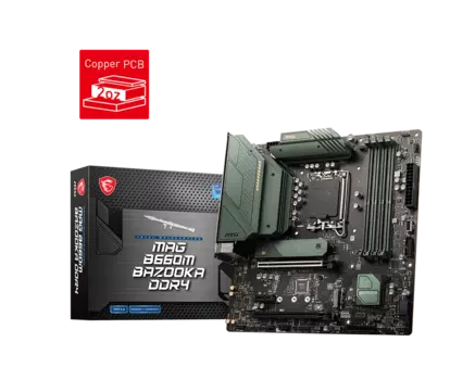 Материнская плата MSI MAG B660M BAZOOKA DDR4, Socket1700, Intel B660, 4xDDR4, 2PCI-Ex16, 4SATA3, 7.1-ch, 2.5GLAN, 6 USB 3.2, 1 USB Type-C, HDMI, DP, mATX, Retail