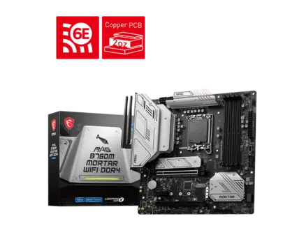 Материнская плата MSI MAG B760M MORTAR WIFI DDR4, Socket1700, Intel B760, 4xDDR4, 2PCI-Ex16, 4SATA3, 7.1-ch, 2.5GLAN, 5 USB 3.2, 2 USB Type-C, HDMI, DP, mATX, Retail