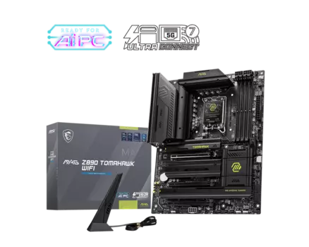 Материнская плата MSI MAG Z890 TOMAHAWK WIFI, LGA1851, Intel Z890, 4xDDR5 DIMM, 3PCI-Ex16, 4SATA3, 7.1-ch, 5GLAN, 9 USB 3.2, 2 USB Type-C, HDMI, ATX, Retail