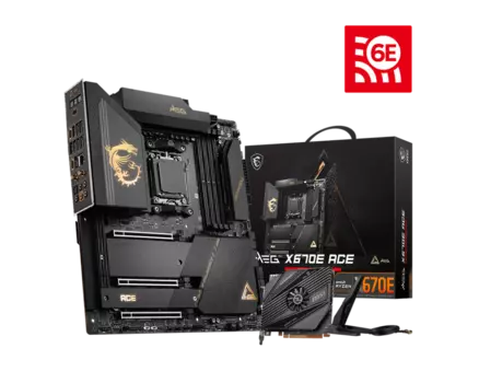 Материнская плата MSI MEG X670E ACE, AM5, AMD X670, 4xDDR5 DIMM, 3PCI-Ex16, 6SATA3, 7.1-ch, 10GLAN, 12 USB 3.2, 5 USB Type-C, Type-C DP, EATX, Retail