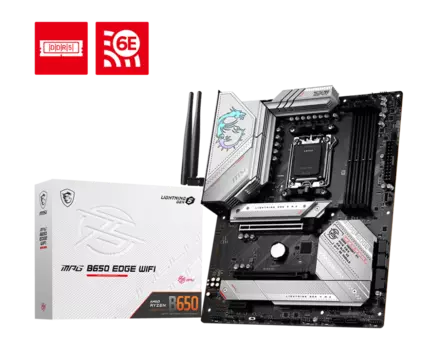 Материнская плата MSI MPG B650 EDGE WIFI, AM5, AMD B650, 4xDDR5 DIMM, PCI-Ex16, 6SATA3, 7.1-ch, 2.5GLAN, 9 USB 3.2, 2 USB Type-C, HDMI, DP, ATX, Retail