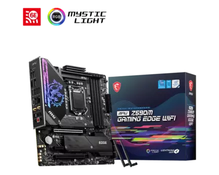 Материнская плата MSI MPG Z590M GAMING EDGE WIFI, Socket1200, Intel Z590, 4xDDR4, 2PCI-Ex16, 6SATA3, 7.1-ch, 2.5GLAN, 7 USB 3.2, 2 USB Type-C, HDMI, DP, mATX, Retail