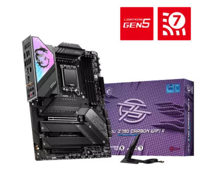 Материнская плата MSI MPG Z790 CARBON WIFI II, Socket1700, Intel Z790, 4xDDR5 DIMM, 2PCI-Ex16, 6SATA3, 7.1-ch, 2.5GLAN, 10 USB 3.2, 3 USB Type-C, HDMI, ATX, Retail