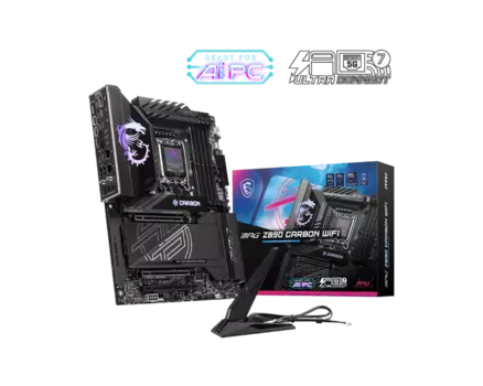 Материнская плата MSI MPG Z890 CARBON WIFI, LGA1851, Intel Z890, 4xDDR5 DIMM, 3PCI-Ex16, 4SATA3, 7.1-ch, 2.5GLAN, 5GLAN, 14 USB 3.2, 2 USB Type-C, HDMI, ATX, Retail