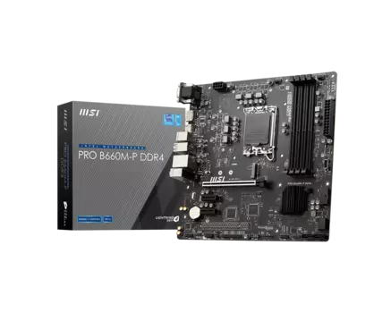 Материнская плата MSI PRO B660M-P DDR4, Socket1700, Intel B660, 4xDDR4, PCI-Ex16, 4SATA3, 7.1-ch, GLAN, 3 USB 3.2, 2 USB Type-C, VGA, HDMI, DP, mATX, Retail