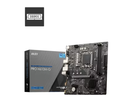 Материнская плата MSI PRO H610M-G, Socket1700, Intel H610, 2xDDR5 DIMM, PCI-Ex16, 4SATA3, 7.1-ch, GLAN, 4 USB 3.2, VGA, HDMI, DP, mATX, Retail