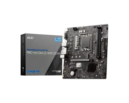 Материнская плата MSI PRO H610M-G WIFI DDR4, Socket1700, Intel H610, 2xDDR4, PCI-Ex16, 4SATA3, 7.1-ch, GLAN, 4 USB 3.2, VGA, HDMI, DP, mATX, Retail