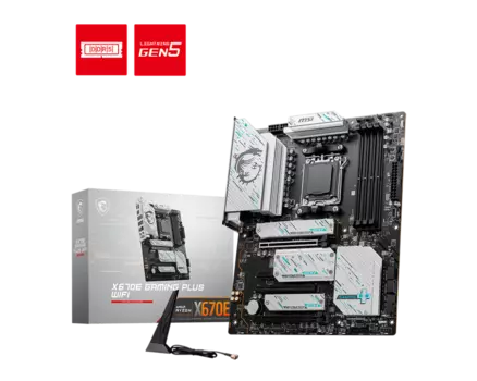 Материнская плата MSI X670E GAMING PLUS WIFI, AM5, AMD X670, 4xDDR5 DIMM, 3PCI-Ex16, 4SATA3, 7.1-ch, 2.5GLAN, 11 USB 3.2, 2 USB Type-C, HDMI, DP, ATX, Retail