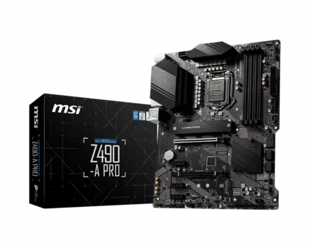 Материнская плата MSI Z490-A PRO, Socket1200, Intel Z490, 4xDDR4, 2PCI-Ex16, 6SATA3, 7.1-ch, 2.5GLAN, 7 USB 3.2, 2 USB Type-C, HDMI, DP, ATX, Retail