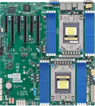 Материнская плата Supermicro H12DSi-N6, 2xSocket SP3, 16xDDR4, 3PCI-Ex16, 3PCI-Ex8, 1xM.2-PCI-E, 10SATA3, 2GLAN, IPMI, 2xUSB 2.0, 4xUSB 3.0, VGA, E-ATX, Bulk (MBD-H12DSI-N6-B)