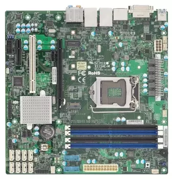 Материнская плата Supermicro X11SAE-M, 1xSocket1151, iC236, 4xDDR4, PCI-Ex16, 1xM.2-PCI-E, 8SATA3 RAID 0/1/5/10, 7.1-ch, 2GLAN, 6xUSB 2.0, 8xUSB 3.1, DVI, HDMI, DisplayPort, mATX, Bulk (MBD-X11SAE-M-B)