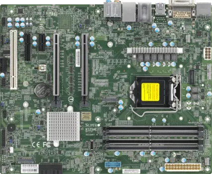 Материнская плата Supermicro X12SAE, 1xSocket1200, iW480, 4xDDR4, 2PCI-Ex16, 2xM.2-PCI-E/SATA, 4SATA3 RAID 0/1/5/10, 7.1-ch, GLAN, 2.5GLAN, 2xUSB 2.0, DVI, HDMI, DisplayPort, ATX, Bulk (MBD-X12SAE-B)