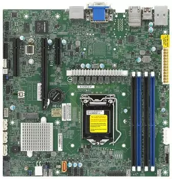 Материнская плата Supermicro X12SCZ-F, 1xSocket1200, iW480E, 4xDDR4, PCI-Ex16, 1xM.2-PCI-E/SATA, 4SATA3 RAID 0/1/5/10, 2GLAN, IPMI, 6xUSB 2.0, VGA, DVI, DisplayPort, mATX, Retail (MBD-X12SCZ-F-O)