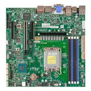 Материнская плата Supermicro X13SAZ-F, 1xSocket1700, IR680E, 4xDDR5, PCI-Ex16, 1xM.2-PCI-E, 4SATA3 RAID 0/1/5/10, 7.1-ch, 2x2.5GLAN, IPMI, 4xUSB 2.0, VGA, DVI, HDMI, DisplayPort, mATX, Bulk (MBD-X13SAZ-F-B)