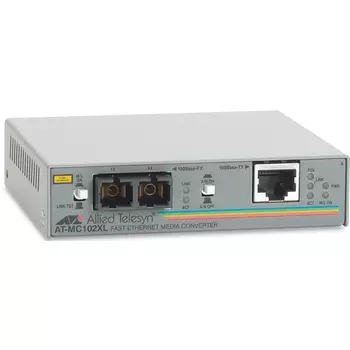 Медиаконвертер Allied Telesis MC102XL, RJ-45x100 Мбит/с, SCx100 Мбит/с, Tx:1310, Rx:1310, 2км, (AT-MC102XL-60)