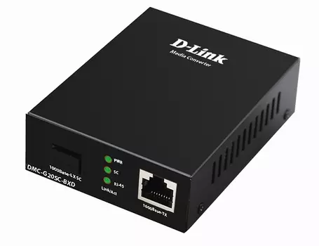 Медиаконвертер D-Link DMC-G20SC-BXD, RJ-45x1 Гбит/с, SCx1 Гбит/с, SM, Tx:1550, Rx:1310, 20км, (DMC-G20SC-BXD/A1A)