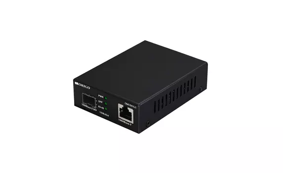 Медиаконвертер ORIGO OMCG01LC, RJ-45x1 Гбит/с, SFPx1 Гбит/с, одинарный, (OMCG01LC/A1A)