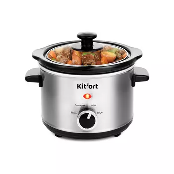 Медленноварка Kitfort КТ-205 1.5л, 120Вт, серебристый/черный (КТ-205)