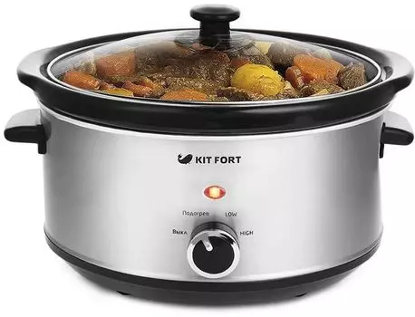 Медленноварка Kitfort КТ-207 2.5 л, 200 Вт, серебристый/черный (КТ-207)