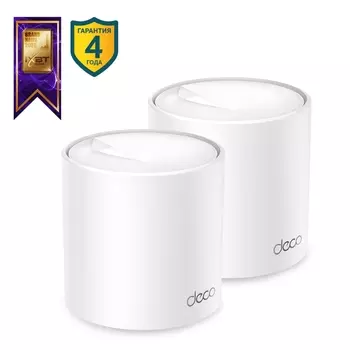 Mesh система TP-LINK TL-Deco X50, 802.11a/b/g/n/ac/ax, 2.4/5ГГц, до 2402 Мбит/с, LAN 3x1Гбит/с, внутренних антенн: 2, комплект 2