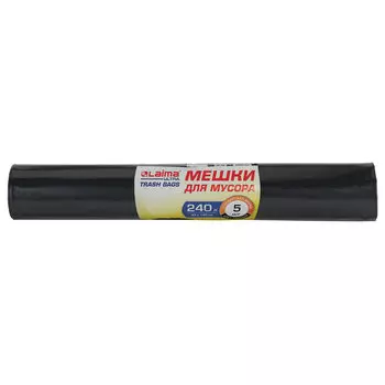 Мешки для мусора LAIMA ULTRA 240л, 5шт., черный (607698)