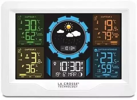 Метеостанция с беспроводным датчиком, температура в помещении / температура снаружи / влажность в помещении / влажность снаружи, белый, LaCrosse WS6304-WHI (WS6304-WHI)