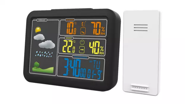 Метеостанция с беспроводным датчиком, температура в помещении / температура снаружи / влажность в помещении / влажность снаружи, черный, Ritmix CAT-340