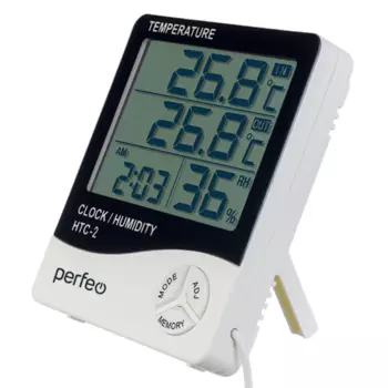 Метеостанция, с проводным датчиком, температура в помещении / температура снаружи / влажность в помещении, белый, Perfeo Matmo (PF_C3660)