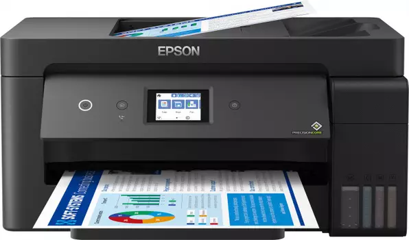 МФУ струйный Epson L14150, A3, цветной, 17 стр/мин (A4 ч/б), 9 стр/мин (A4 цв.), 4800x1200dpi, дуплекс, АПД-35 листов, факс, СНПЧ, сетевой, Wi-Fi, USB, черный (C11CH96403/C11CH96404/C11CH96502/C11CH96503/C11CH96505/C11CH96507)