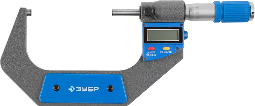 Микрометр ЗУБР ПРОФЕССИОНАЛ 34482-100, гладкий цифровой, МКЦ 100, диапазон 75-100мм, шаг измерения 0,001мм, серый (34482-100)