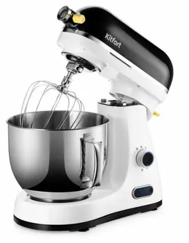 Миксер планетарный Kitfort КТ-3437 1.6 кВт, белый/черный (КТ-3437)